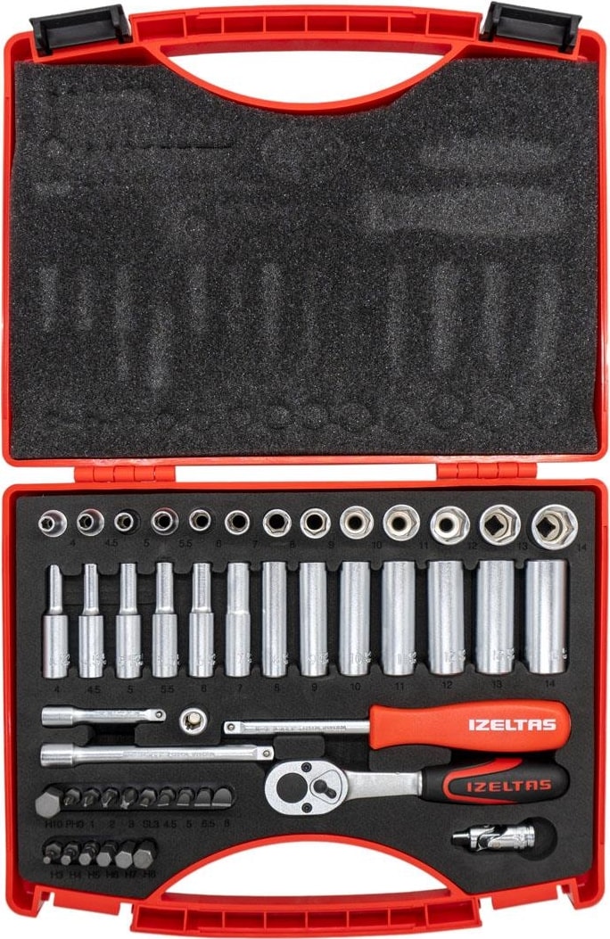 Izeltaş 1/4" Altı Köşe Mini Lokma Anahtar ve Bits Set 48 Parça