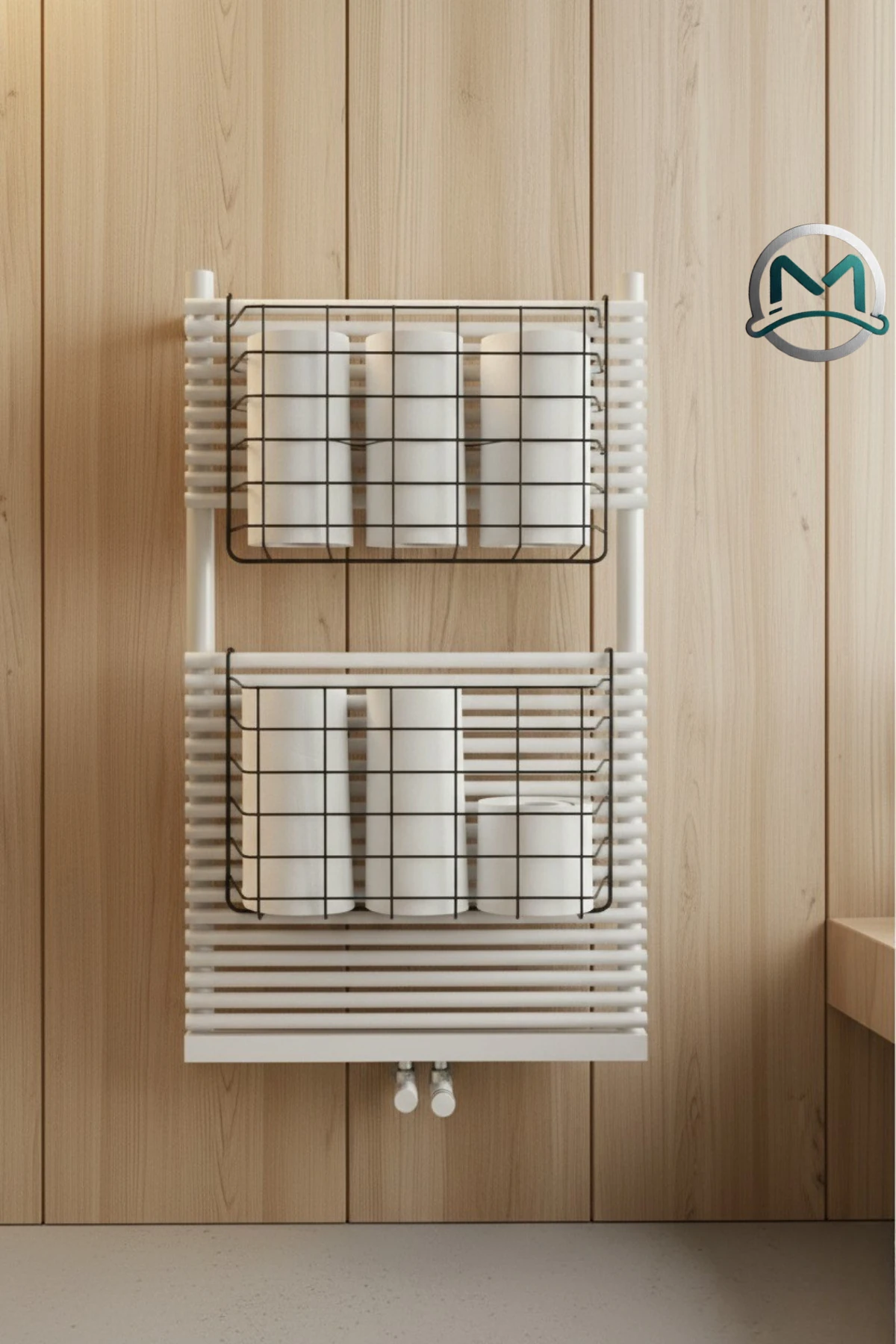 Büyük Boy 2 Adet Banyo Düzenleyici Asılabilir Havlupan Havlu ve Tuvalet Kağıdı Sepeti