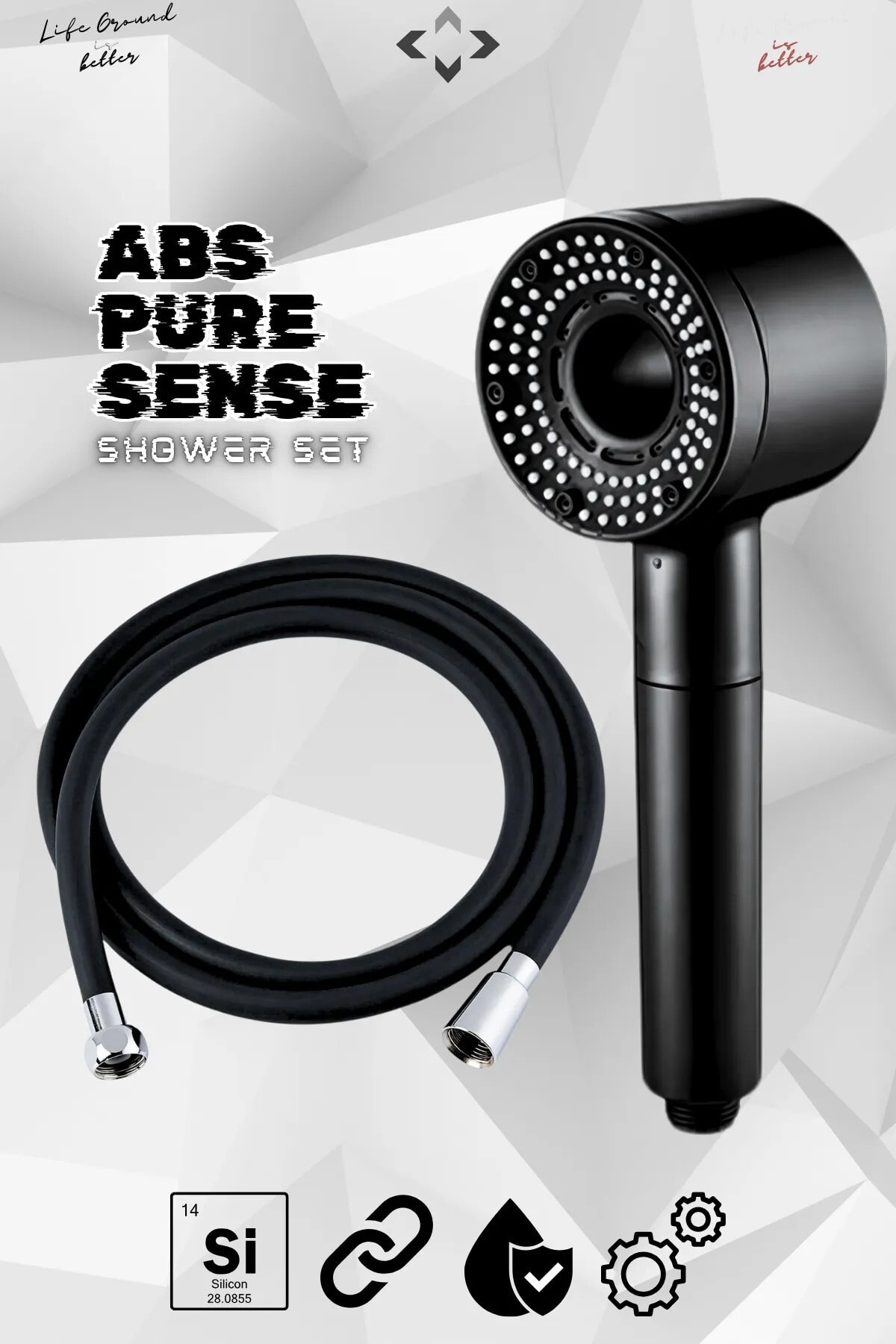 5 Fonksiyonlu Masajlı Duş Başlığı + Silikon Duş Hortumu Extra Güçlü Basınçlı Duş Seti