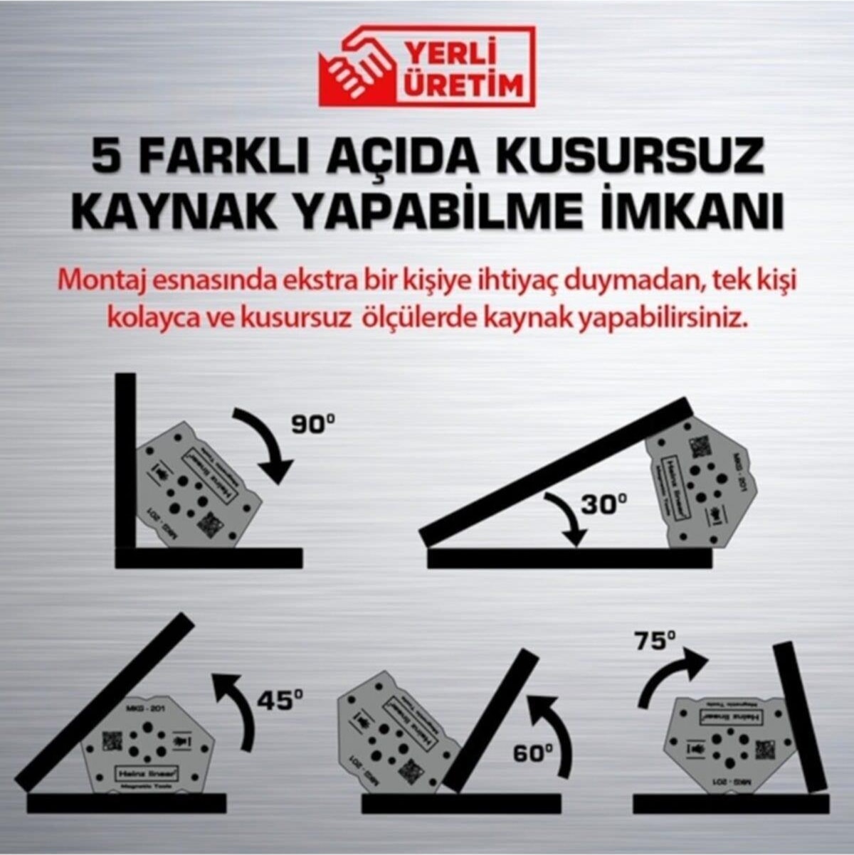 Manyetik Açılı Kaynak Tutucu Mıknatıs Gönye Linear MKG201-K