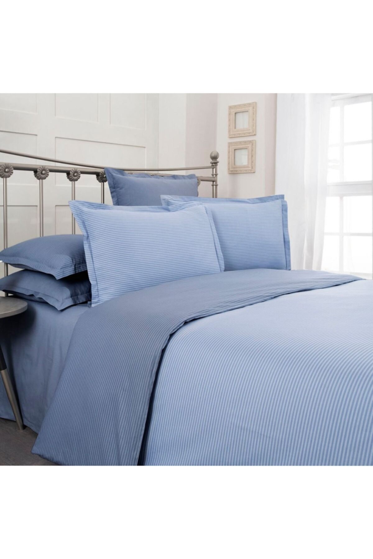 Fancy Stripe Nevresim Takımı King Size Vr4 Mavi