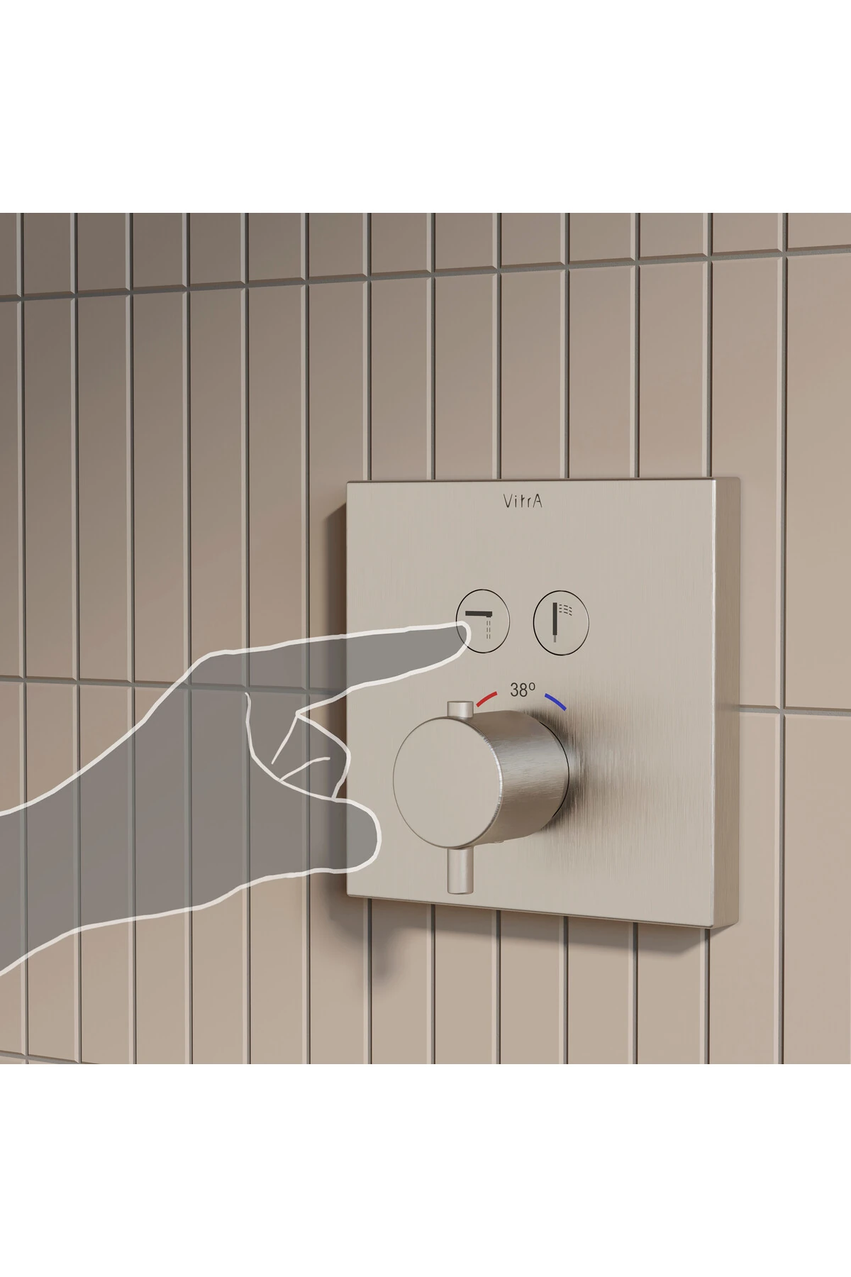 AquaHeat A4274634 Square Ankastre Termostatik Banyo Bataryası, Fırçalı Nikel