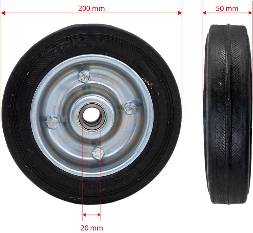 Yük Taşıma Dolgu Lastik Teker Çelik Saç Jant 200 x 50 mm
