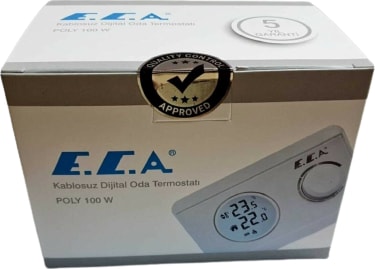 . Poly 100W Kablosuz Oda Termostatı – Uzaktan Ölçüm, Büyük LCD Ekran, On-Off Kontrol ve Alarm Özelliği