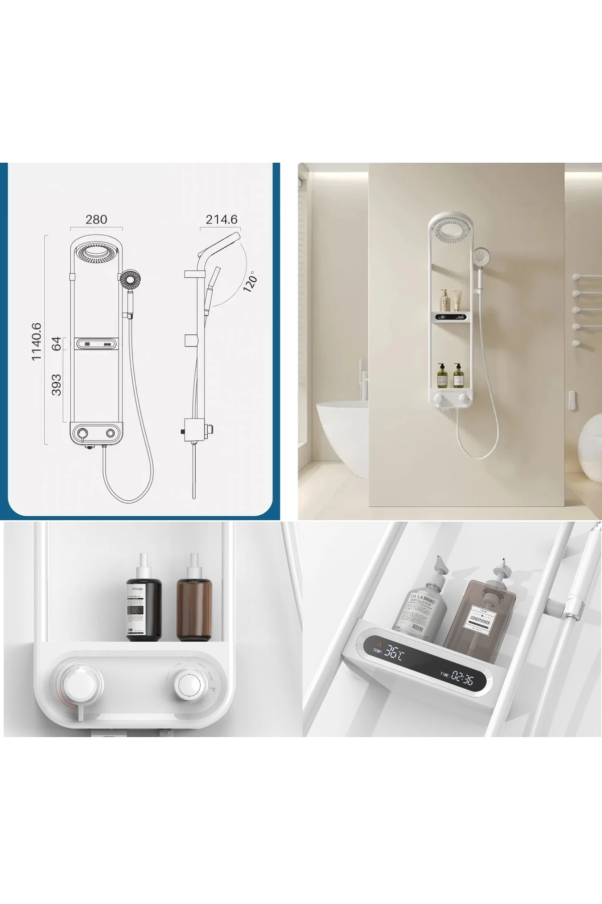 DİJİTAL LED EKRAN VE TERMOSTATLI ROBOT DUŞ SETİ LÜX ŞELALE YAĞMUR DUŞ SİSTEMİ 7 YIL GARANTİLİ İTHAL
