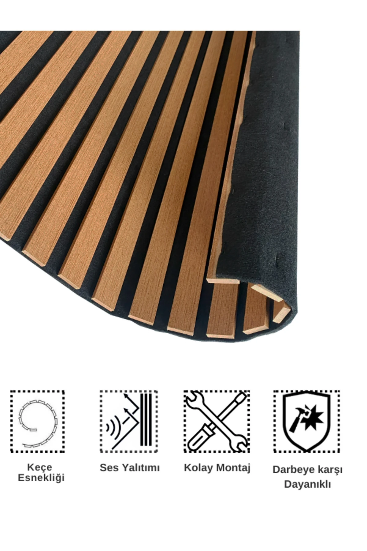 Mdf Ahşap Akustik Duvar Paneli 60x275 Cm - Teak