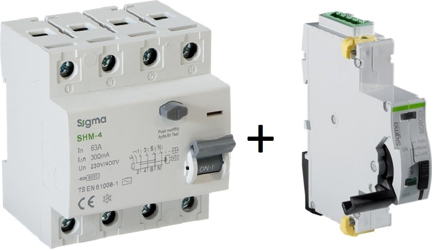 Elektrik SCRC03 Otomatik Yeniden Kurma Ünitesi + 4X63 300MA Kaçak Akım Rölesi