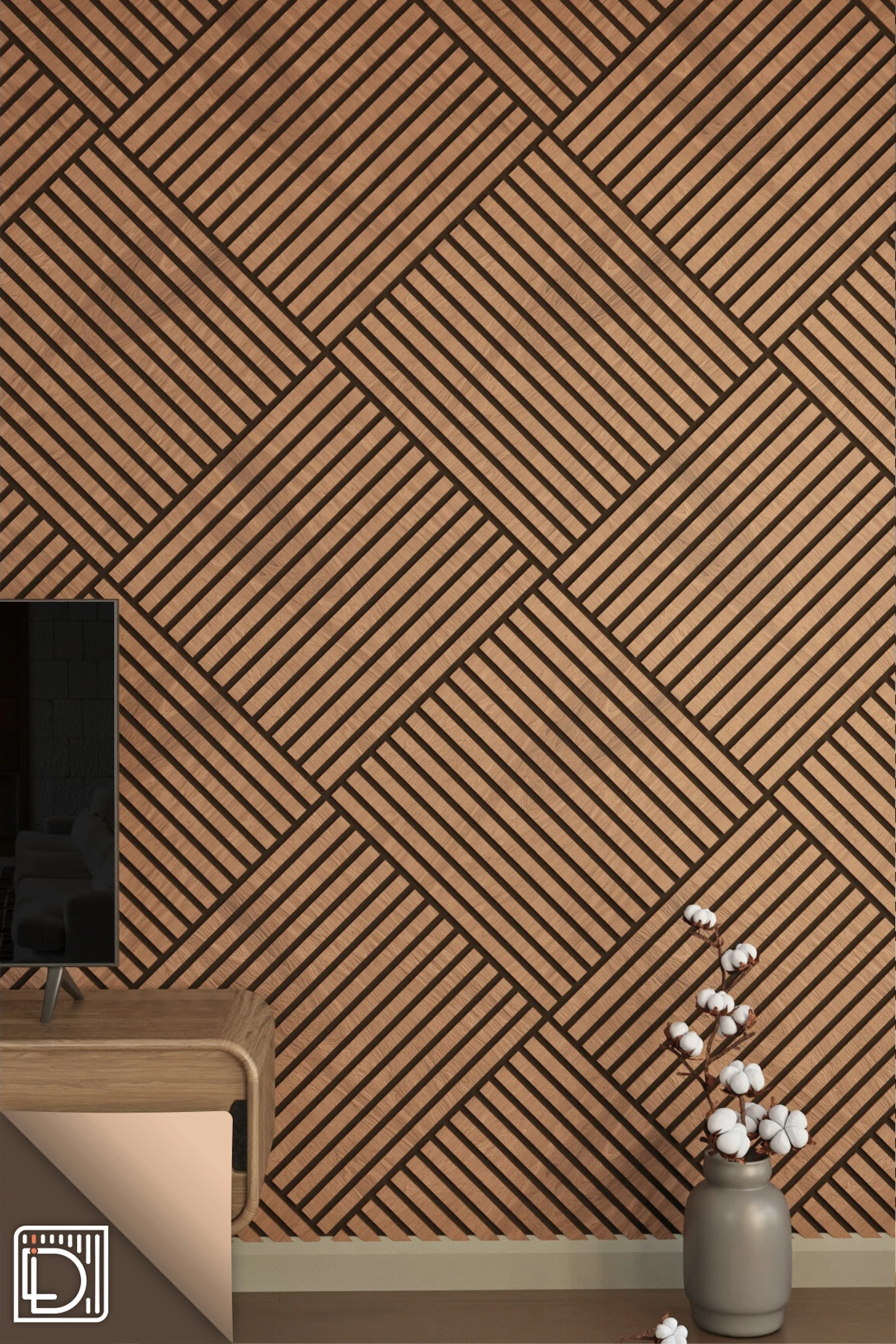 Ahşap Kare Akustik Duvar Kaplama Paneli Mdf 60x60cm Safir Meşe