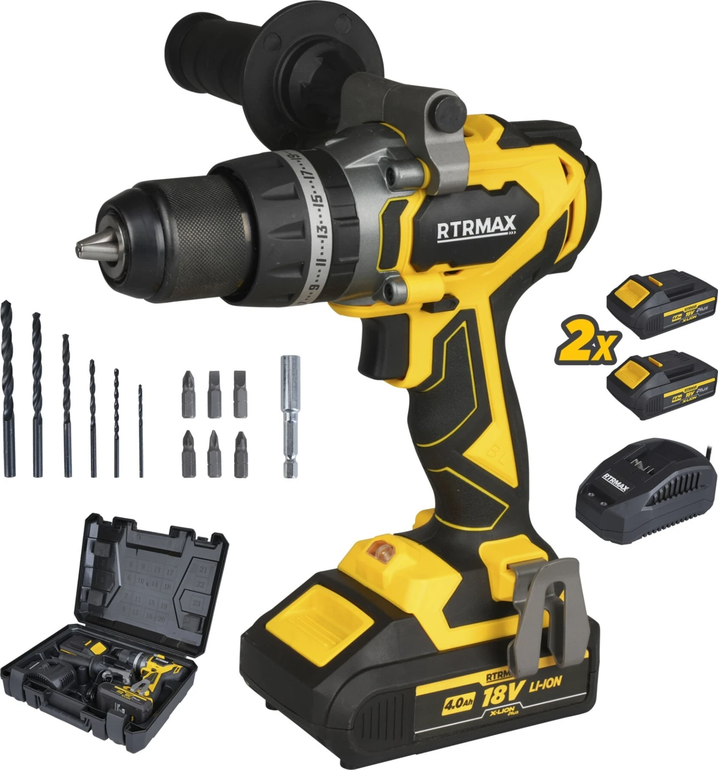 RTX3010 Şarjlı Darbeli Matkap Kömürsüz 70 Nm 2x4 Ah Plus Çift Akü X-Lion - Akü Dahil