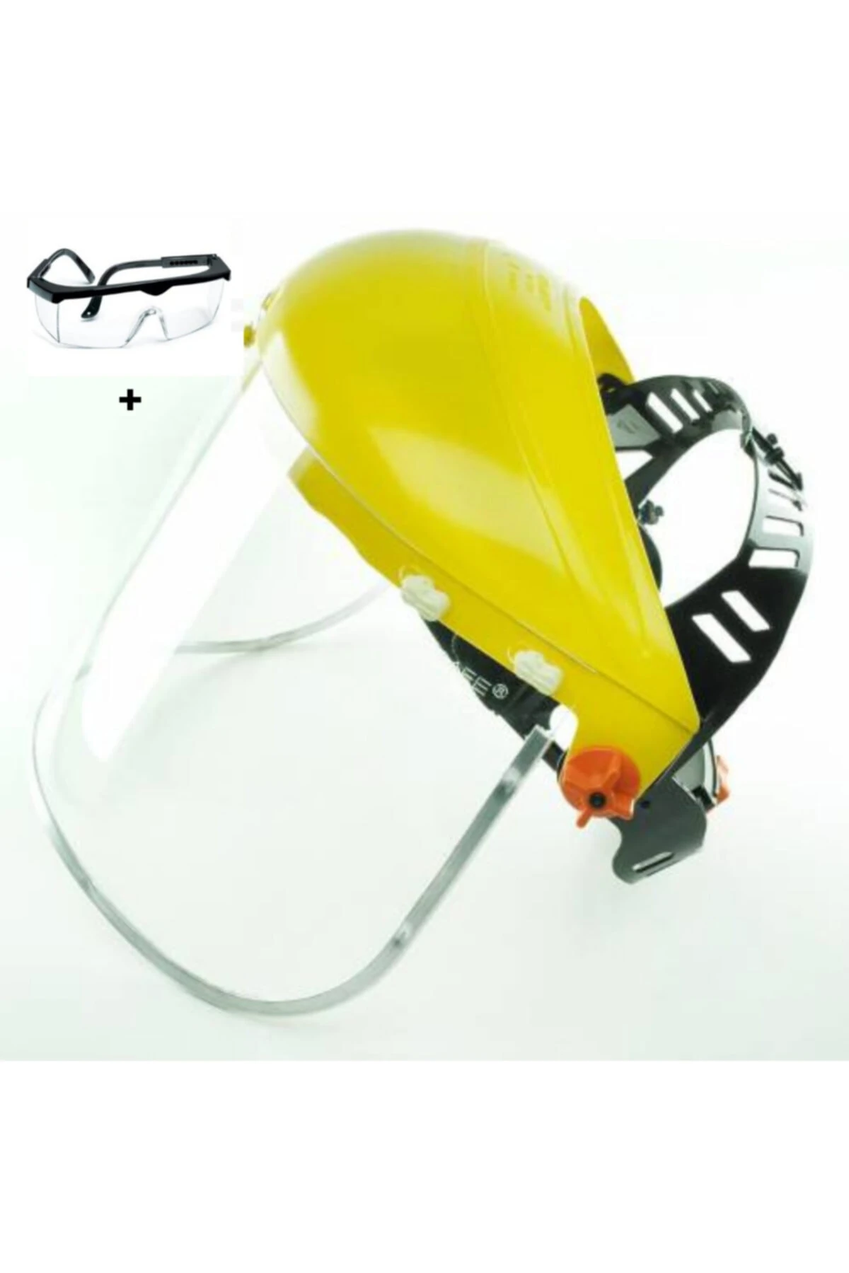 Sarı Siyah Şeffaf Ayarlanabilir Başlıklı Yüz Koruyucu Siperlik
