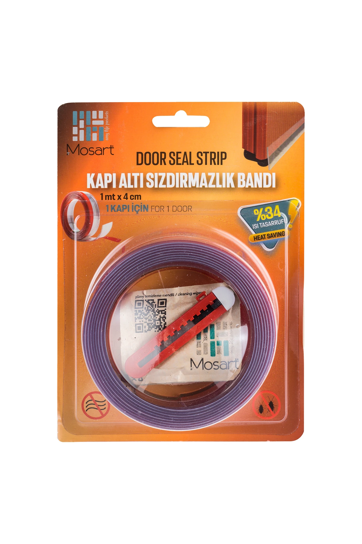 Kapı Altı Rüzgar Önleyici Şeffaf Isı Yalıtım Bandı 1 Metre. Toz, Soğuk ve Haşere Geçirmez