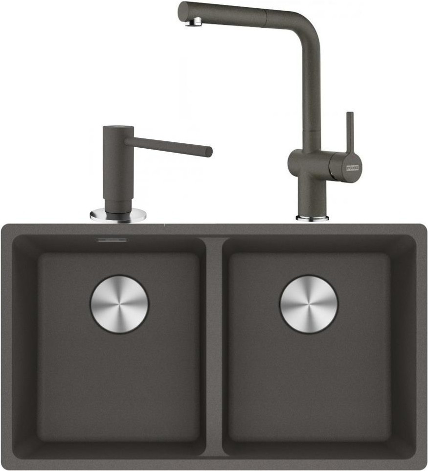 Maris Mrg 120-35-35 Slate Gri Granit Eviye + Active Plus Doccia 2.0 Armatür + Comfort Sıvı Sabunluk Üçlü Set