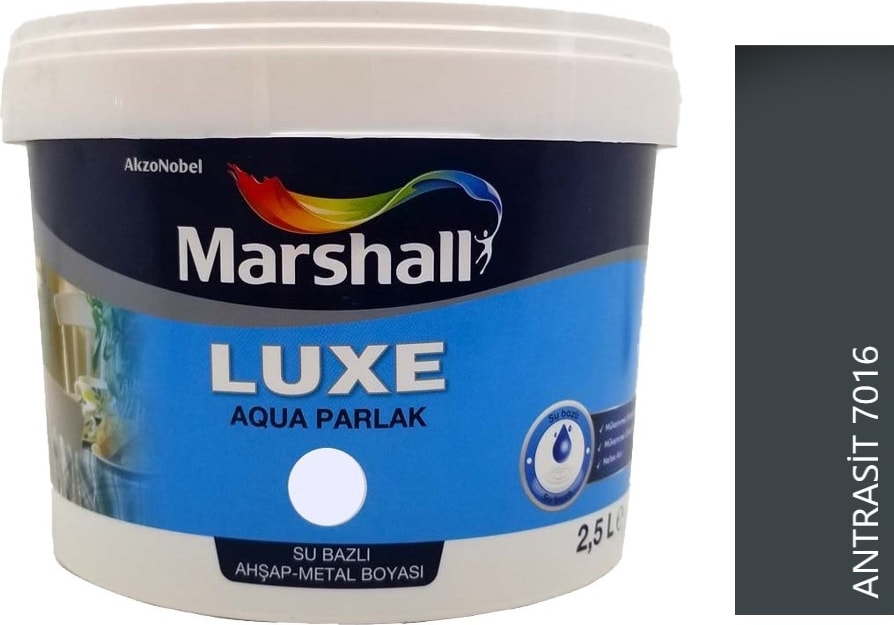 Luxe Aqua Parlak Su Bazlı Boya Ahşap & Metal 2.5 Lt Antrasit