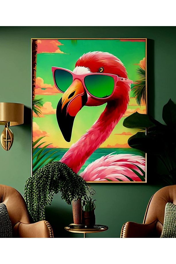 Özel Tasarım 4mm Tamperli Uv Baskı Cam Tablo Ev Ofis Duvar Dekor Hediyelik Tablo Flamingo Yaz