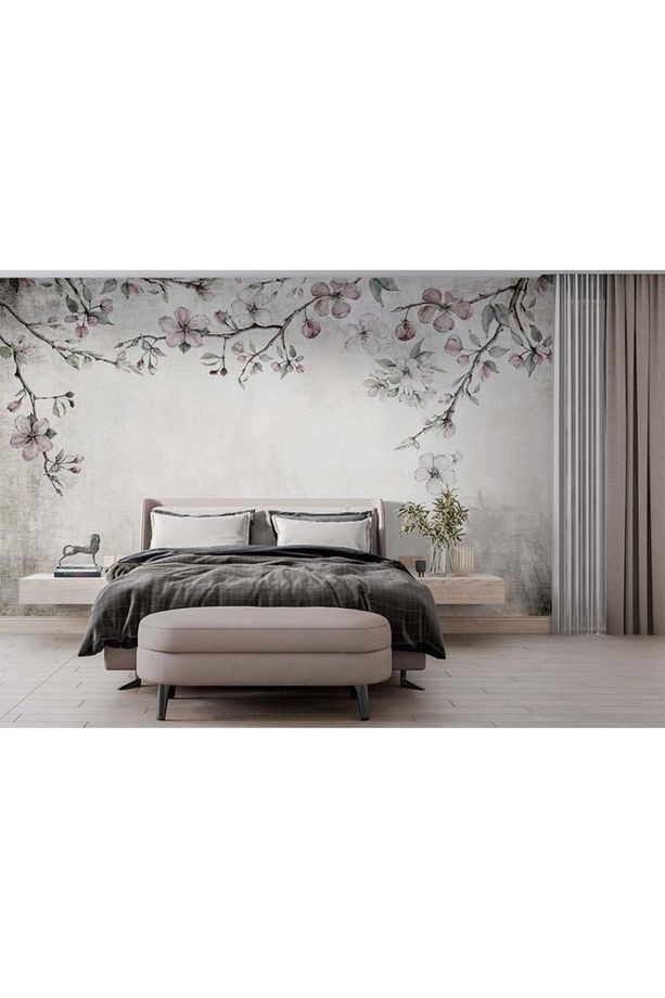 Romantik Soft Renk Çiçekler Vintage Duvar Kağıdı