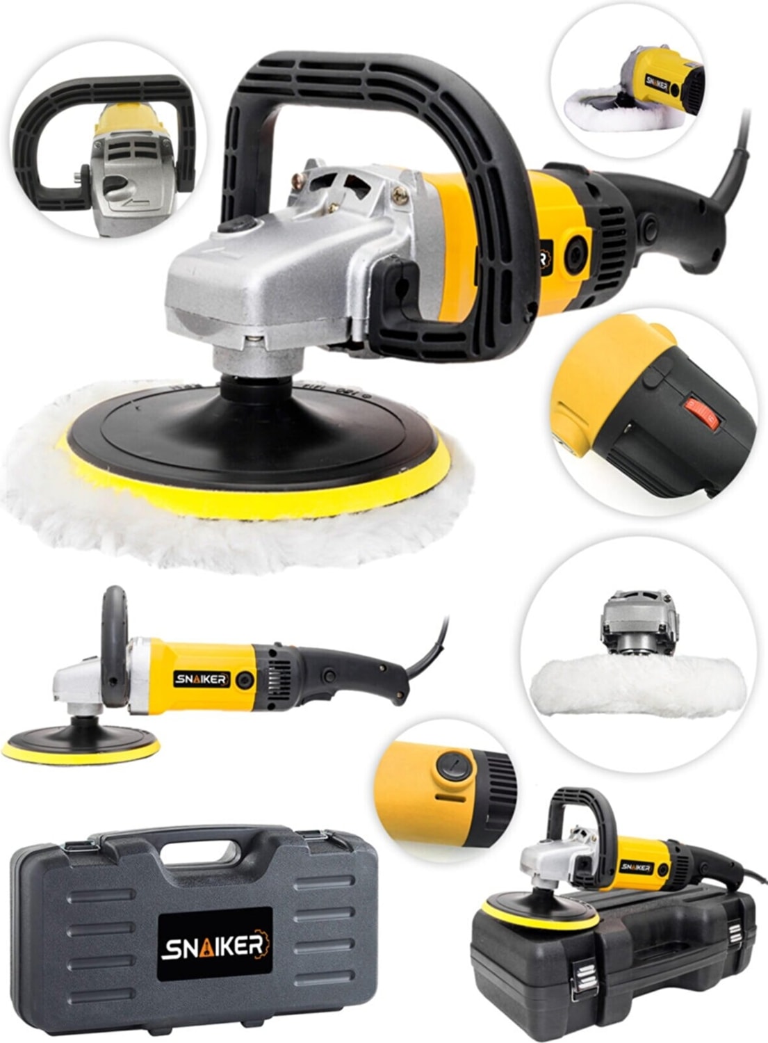 M-1200 Watt 6 Kademe Devir Ayarlı Polisaj Makinasi Zımpara Pasta Cila Makinesi Sarı