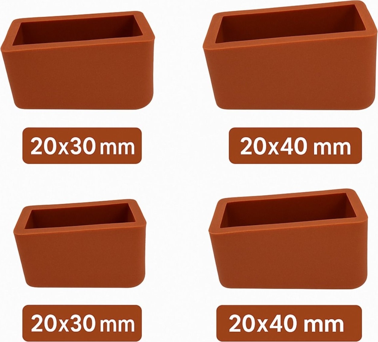 Elmas Serisi – Merdiven Ayak Takozu Takımı | 20X30 & 20X40 mm Kaydırmaz Plastik Pabuç (1 Takım) - ( 4 Adet)