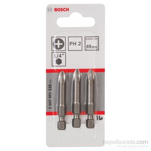 BOSCH - 3'Lü Paket - Ekstra Sert Seri Vidalama Ucu - Ph 2, 49 Mm
