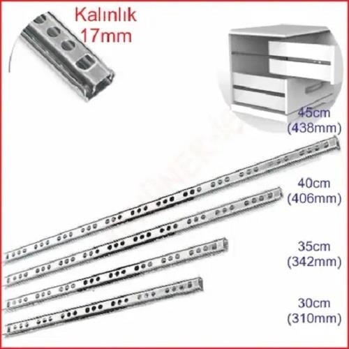 Bilyeli Çekmece Rayı 17 mm 438 mm