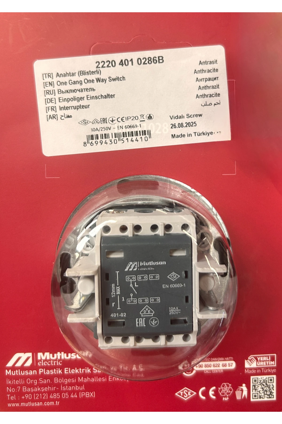 RİTA ANAHTAR VİDALI ANTRASİT BLİSTERLİ