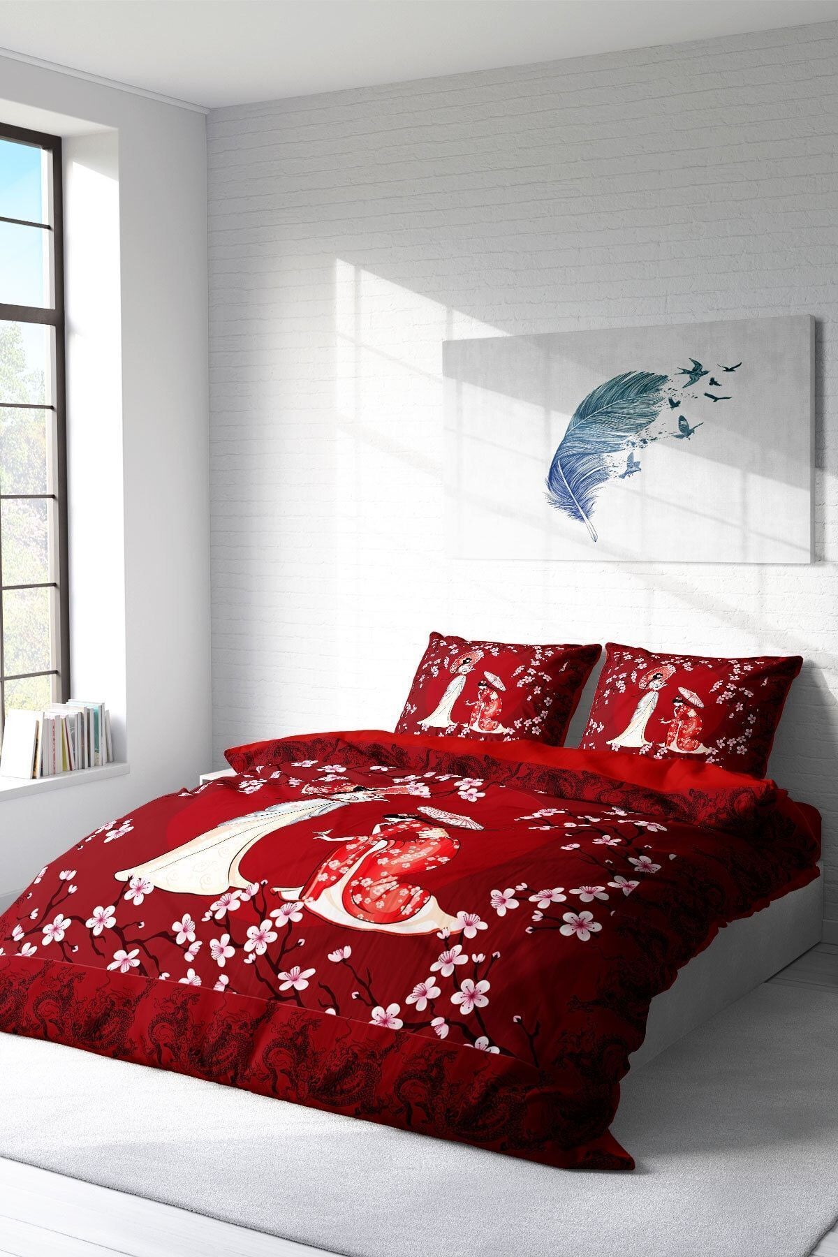 Japan Style 3d Pamuk Saten Çift Kişilik Nevresim Takımı