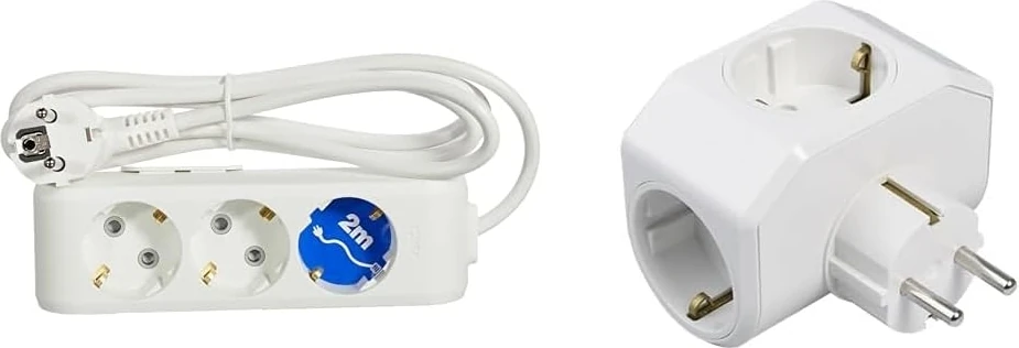 Üçlü Priz Topraklı Kablolu Ç.k. 2 mt + Yonca Plus Beyaz Uclu Top. Prız