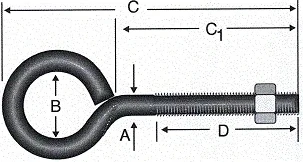 Kapalı Metrik Kanca M4 - 100 Adet