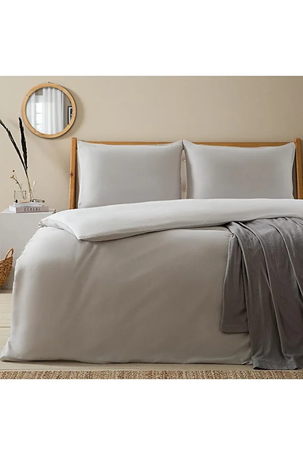 Bettie Nevresim Seti King Size 230x220 Cm Beyaz/soguk Grı