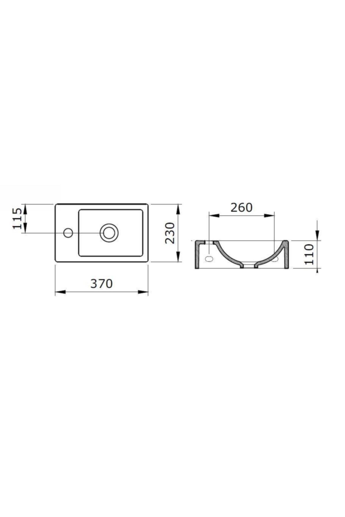 Milano Dar Sağ Lavabo 1419-001-0126 Parlak Beyaz