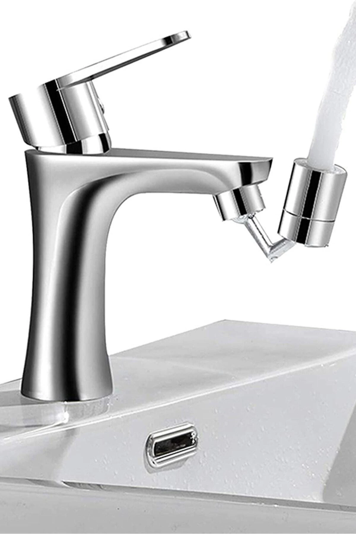 Yeni Nesil Robotik 720 Derece Oynar Başlıklı Musluk Başlığı Aparatı Ağız Yıkama Yüz Yıkama Başlığı