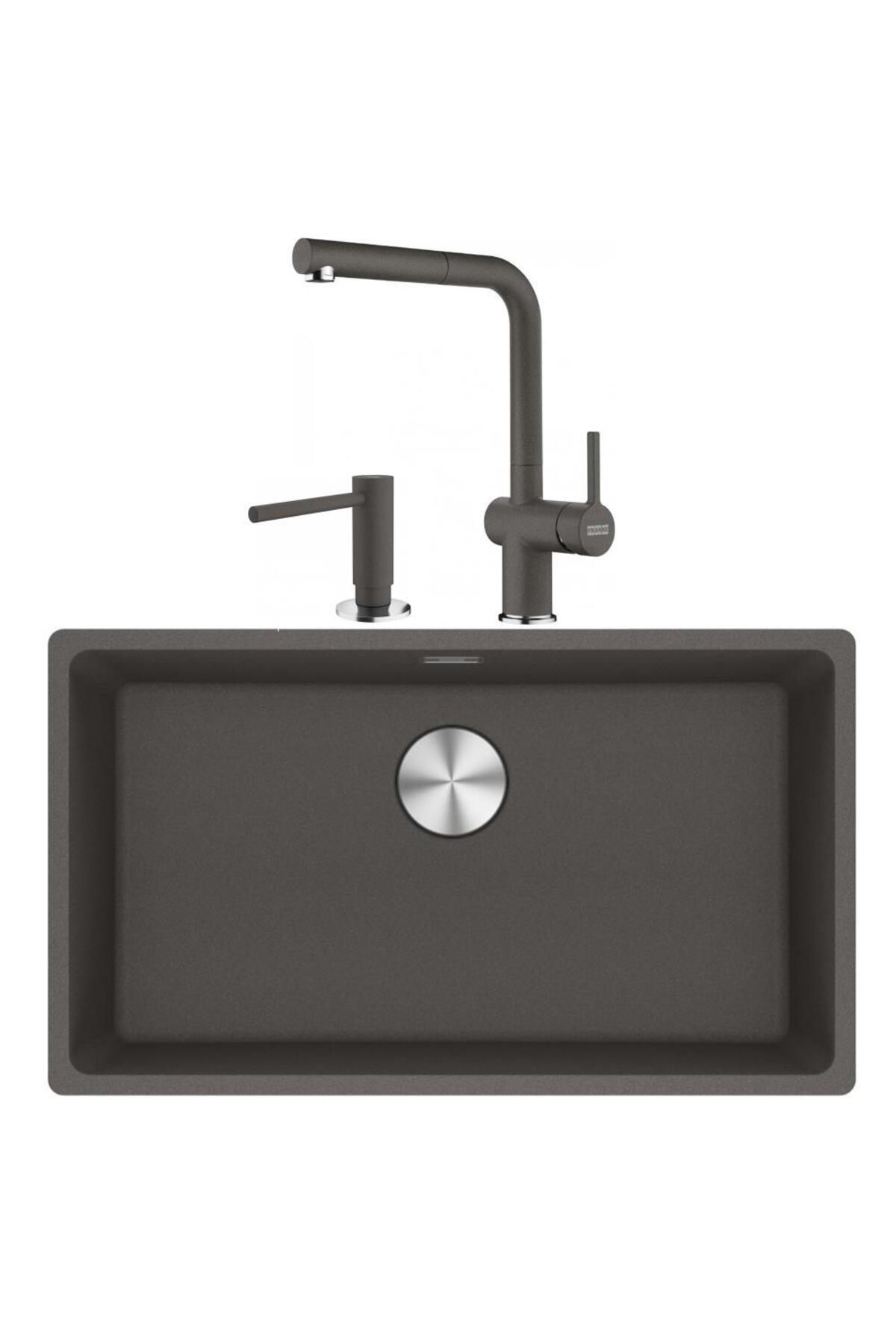 Maris Mrg 210/110-72 Granit Eviye Active Plus Doccia 2.0 Armatür Sıvı Sabunluk Üçlü Set Slate