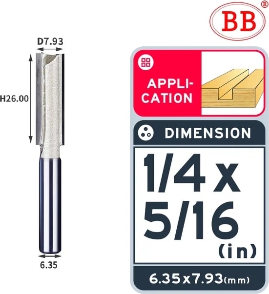 1-4x5-16 Bb Düz Bit 1/4 1/2 Ağaç Işleme Planya 1 2 Flüt Uzun Bıçak Yönlendirici Bit Aracı End Mill Kesici Yan Çalışma (Yurt Dışından)