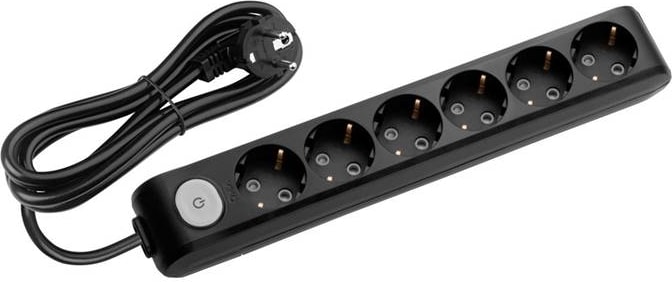 Multi-Let Siyah 6'lı Anahtarlı Grup Priz Topraklı Çocuk Korumalı 3 Metre