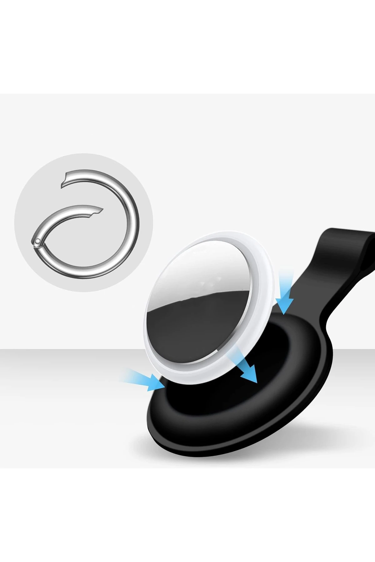 AirTag Uyumlu 4’lü Silikon Kılıf Seti Anahtarlık Arkası Kapalı Düşmez Yıkanabilir