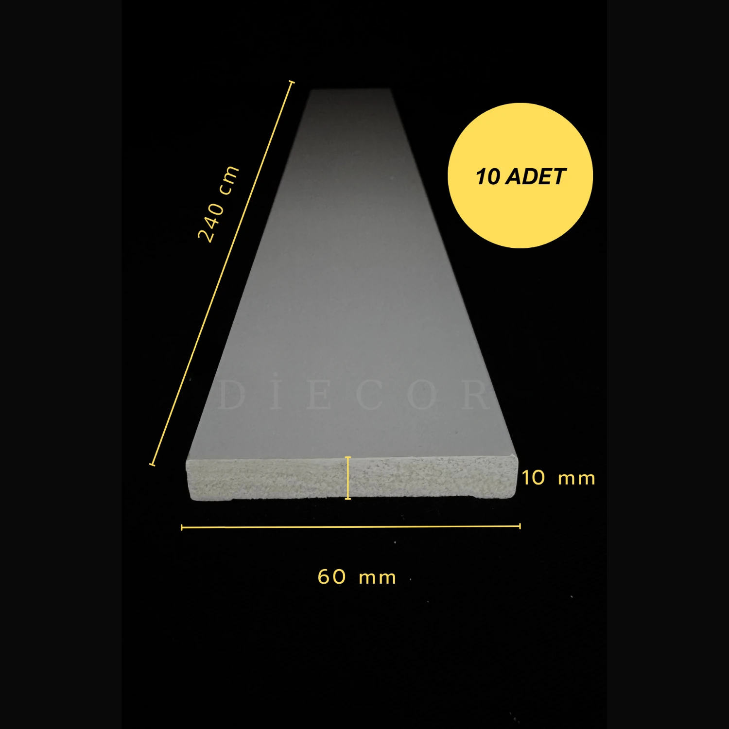 Dekoratif Boyanabilir 10 Adet 6 cm Polistren Duvar Çıtası