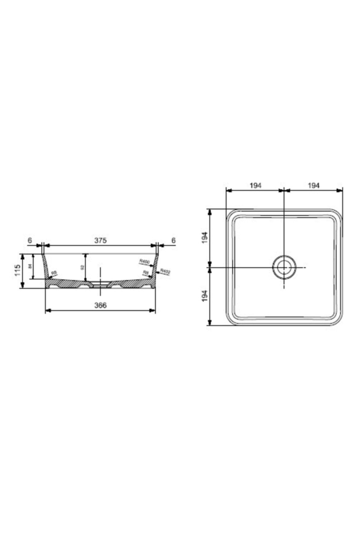 Slim Line Kare Lavabo 38x38 Cm 1477-001-0125 Beyaz