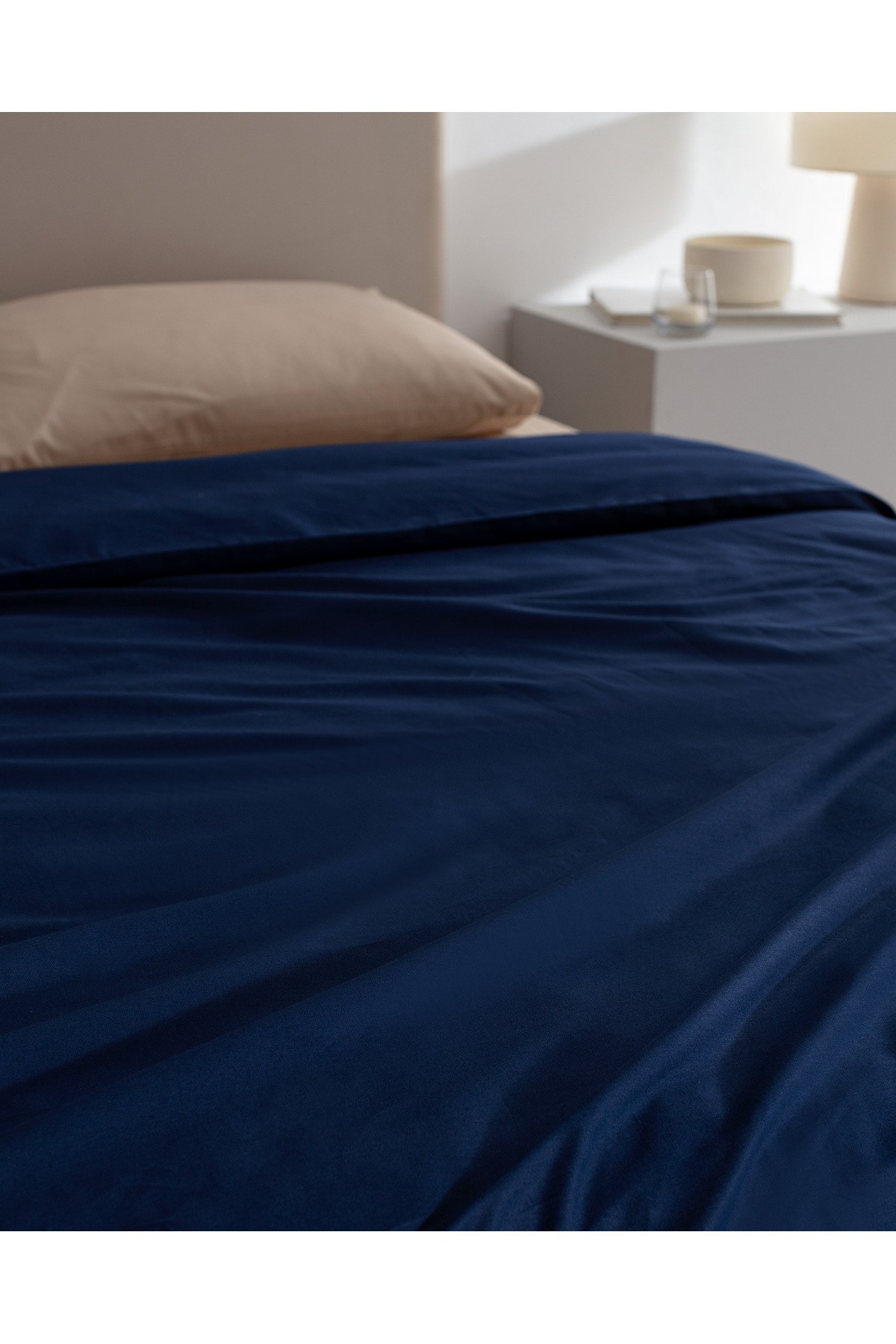 Manon King Size %100 Pamuk Ranforce Düz Nevresim - Lacivert
