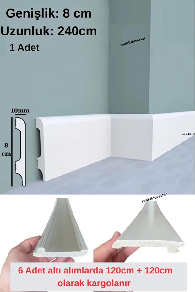 8cmx240cm Munut PVC Süpürgelik Suya Neme Dayanıklı PVC Parke Seramik Salon Mutfak Süpürgeliği