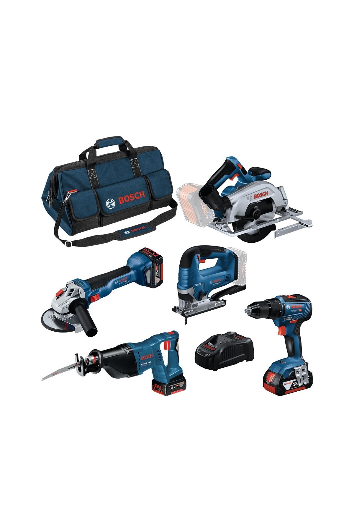 BOSCH GSR+GWS+GKS+GSA+GST 3x4.0Ah