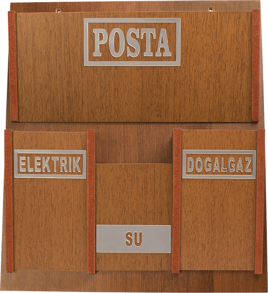 Ahşap Ortak Fatura ve Posta Kutusu Ceviz