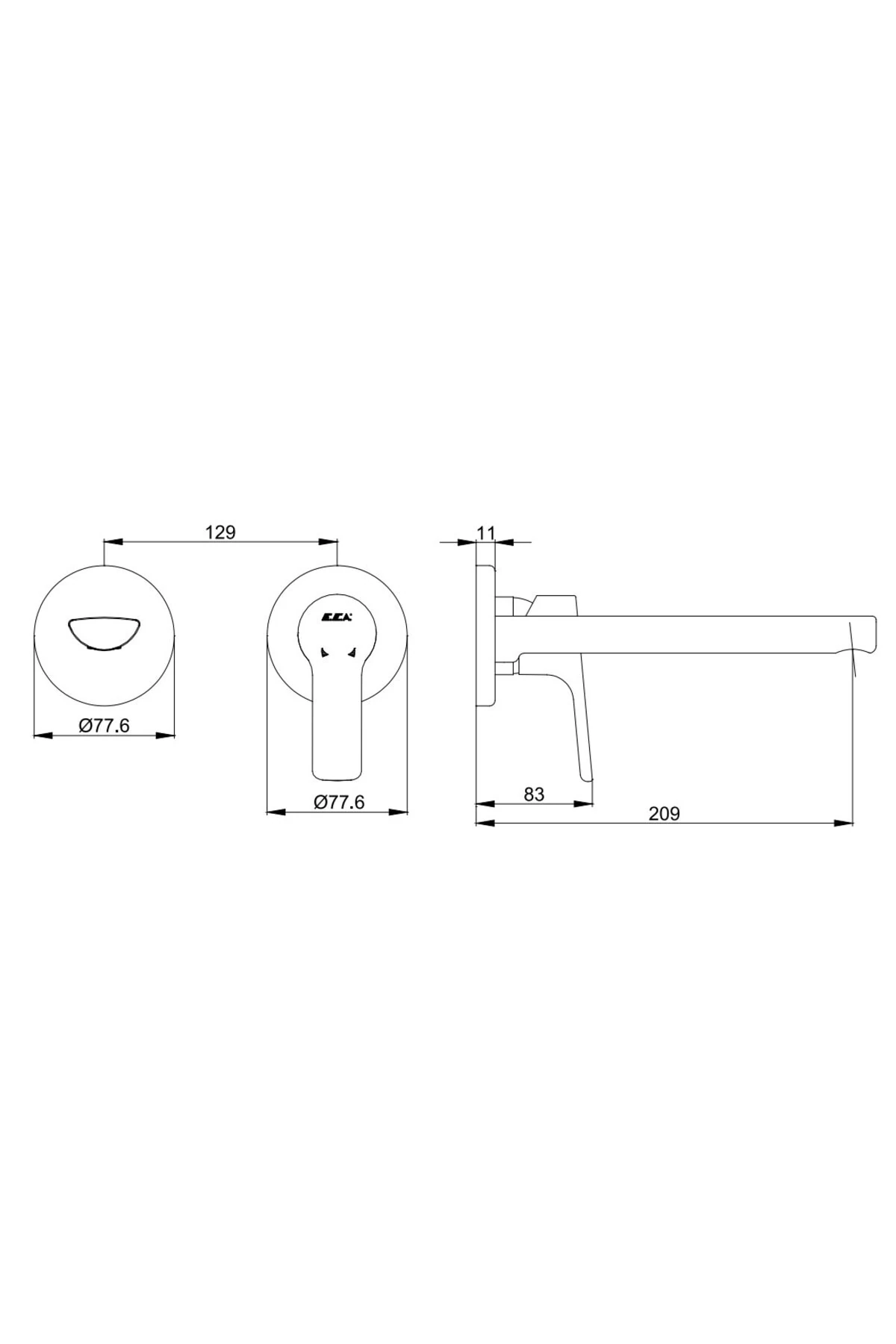 Ankastre Luna Lavabo Bataryası Sıva Üstü Çift Rozet 102167606-YY