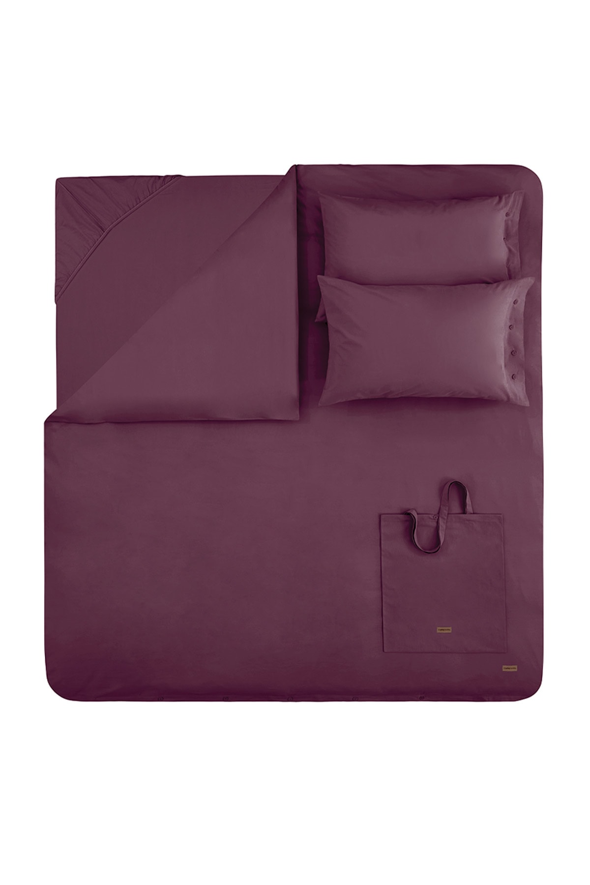 Plain Tek Kişilik Ranforce Yıkamalı Nevresim Takımı - Mürdüm