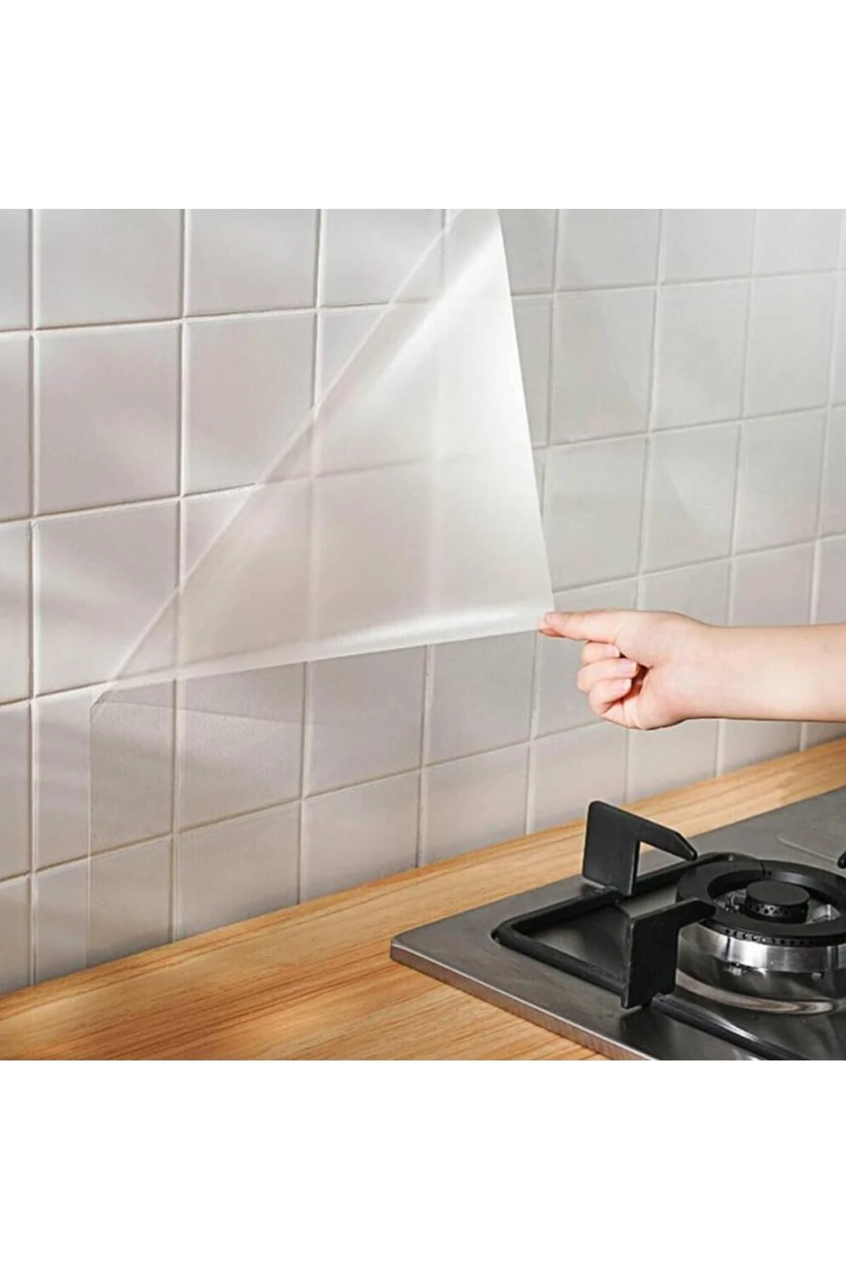 Ocak Tüp Arkası Yağ Koruyucu Yapışkanlı Şeffaf Şerit Etiket