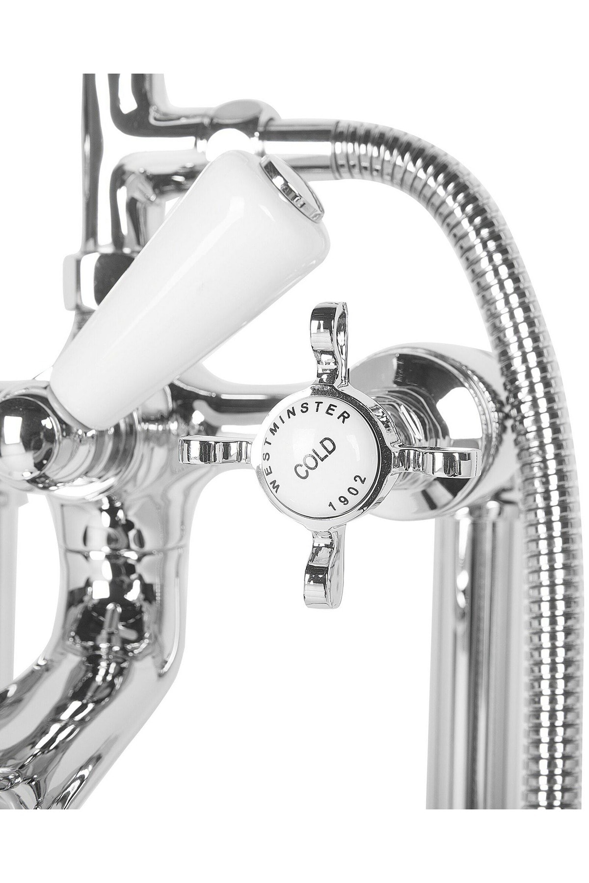 HEBBE Bağımsız Küvet Bataryası, Retro Stil, Krom Kaplama, El Duşu Dahil, Şık ve Dayanıklı