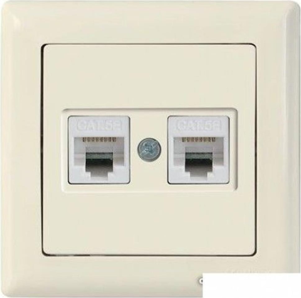 Rita Data Priz 2XRJ45 (Cat6) (2220 141 0101B) Beyaz Blisterli