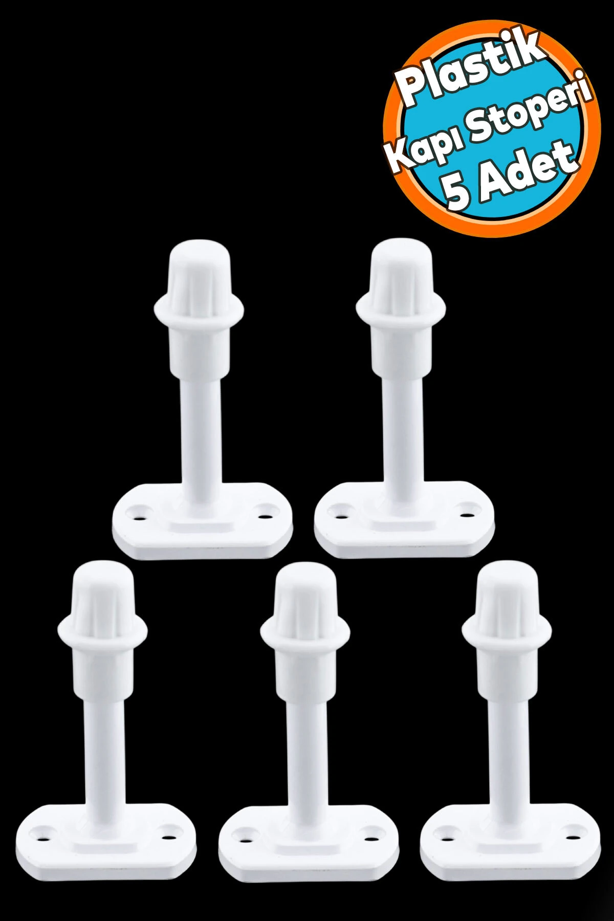 Beyaz Renk Plastik Kapı Pencere Tamponu 8 CM Vidalı Duvar Ses Önleyici Silikon Stoper 5 Adet