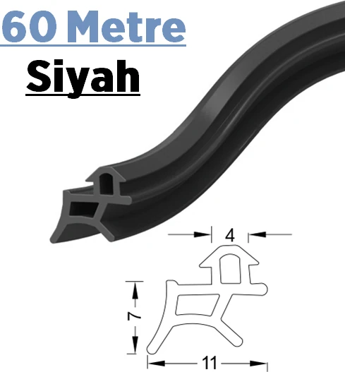 Pen Markalarının Kapı Pencere Contası Pvc Fitili 60 Metre Siyah Tüm Standart Pvc Pimapen, Fıratpen, Egepen, Winsa Gibi Markalara Uygun