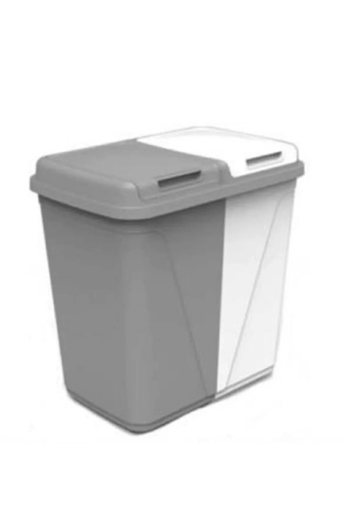 İki Bölmeli Galoş Bone Kutusu Çöp Atık Ayrıştırma Sepeti 60 Lt Hastane Klinik Anaokulu Kirli Sepeti