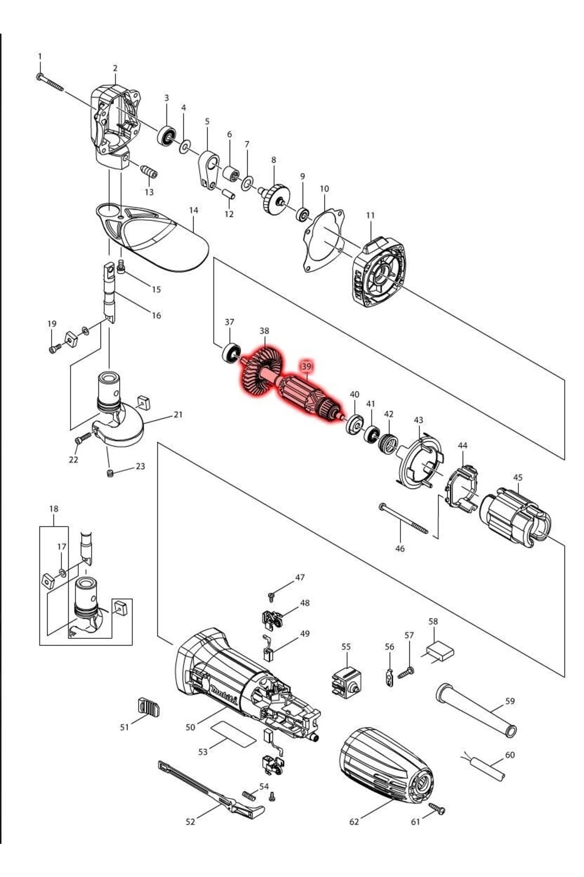 Makita Js1602 Endüvi Rotor Kollektör Ürün Kodu 517674-5