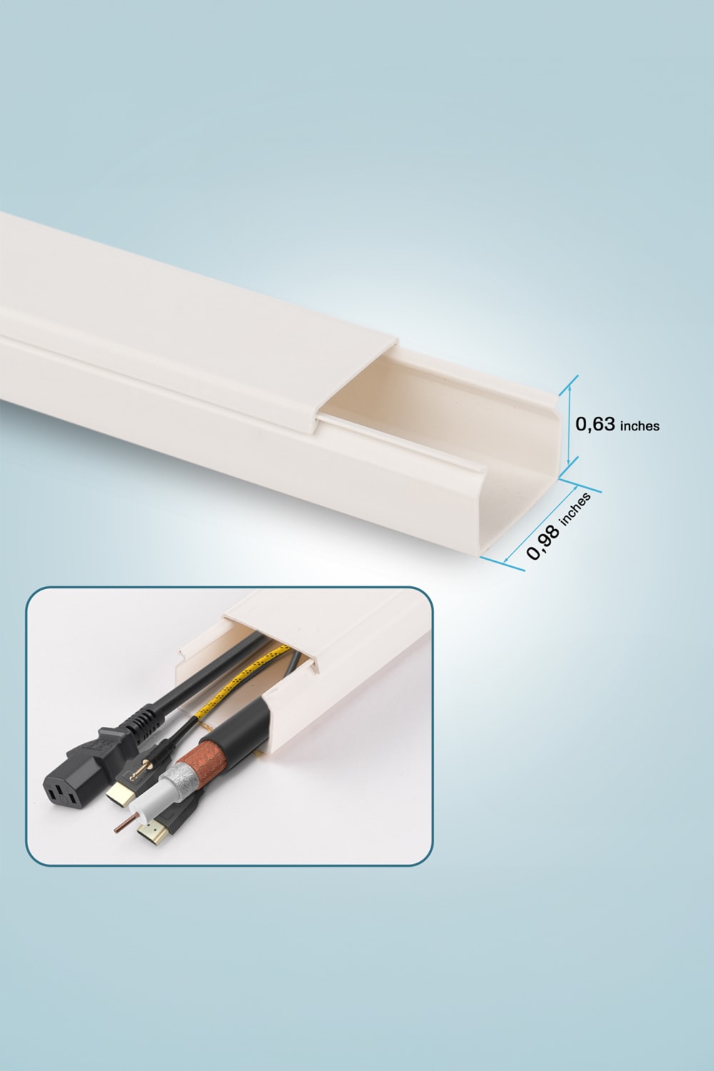 4 Metre Kedinden 25X16MM Yapışkanlı Kablo Kanalı | 4m (10 Adet x 40CM) Kablo Gizleyici |